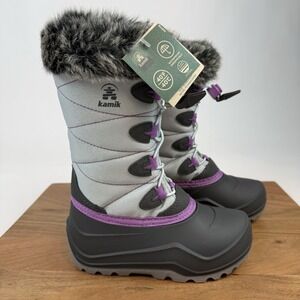 New Kids Kamik Snow Angel Gray Waterproof Insulated Snow Winter Boots Size 12 C